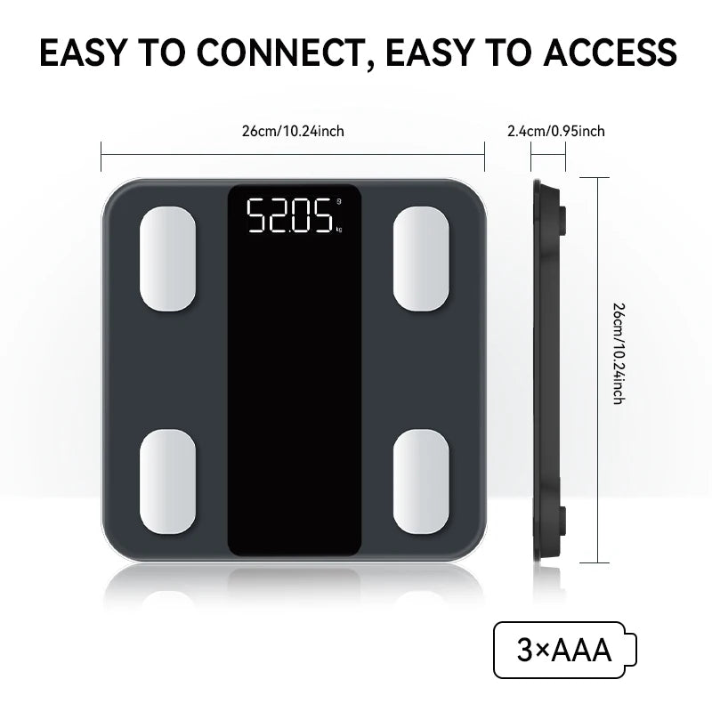 Body Fat Scale Weight Bathroom Smart Digital Bluetooth Scale with Smartphone App, Body Composition Monitor for Body Fat, BMI, Bo