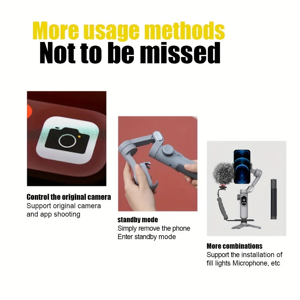 Chromacart Premium AOCHUAN Smart XPro 3 Axis Smartphone Gimbal Stabilizer For iphone And android Phone Stable shooting with RGB video fill light