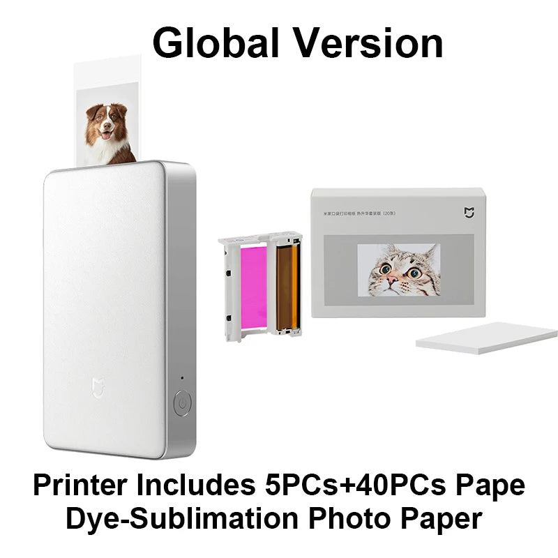 Xiaomi Portable Photo Printer pro - 313dpi Dye-Sublimation Instant Photo Printer Bluetooth Type-C Pocket-Sized