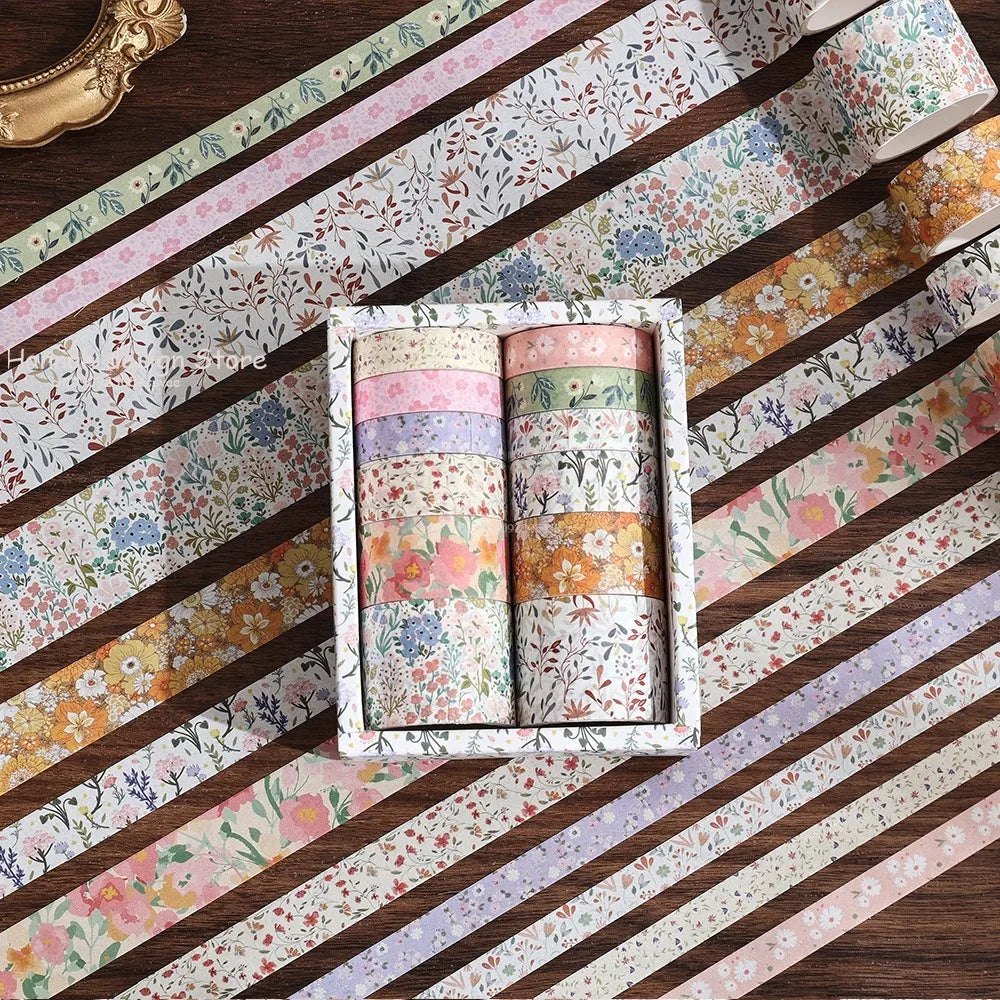 12 Rolls Flowers Washi Tapes Scrapbooking Supplies Washi Tape Retro Grid Diary Decoration Cinta Adhesiva Decorativa Washitape