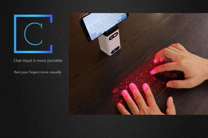 Chromacart Premium Bluetooth Wireless Laser Projection Virtual Keyboard As Phone Holder Can Power Phone Touch Air Typing Keyboard For Android IOS