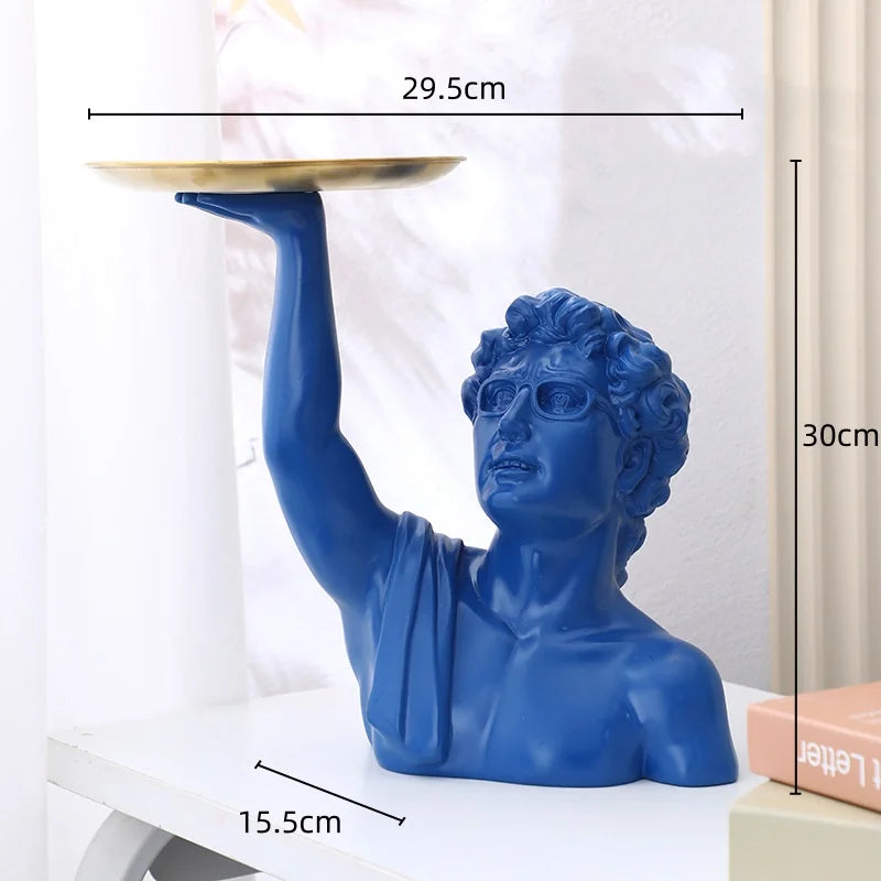 Resin Crafts Statue of David Tabletop Storage Tray Abstract Interesting Portrait Ornaments Decorative Figurines Home Decoration