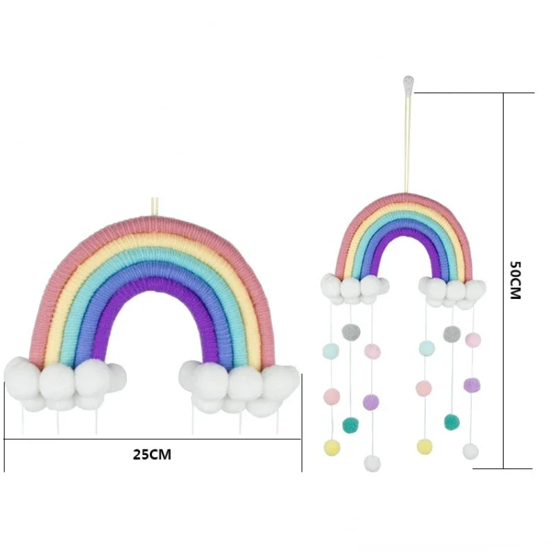 Macrame Rainbow Wall Hanging Decoration Handmade Boho Home Decor Party Supplies Baby Shower Dorm Kid Room Bead Tassels Ornaments