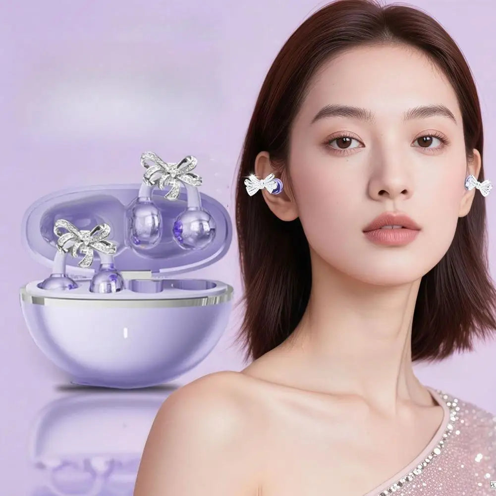 Bow Shaped Diamond Buckle Earrings Star Ring Open Ear Clip Ai Intelligent Long Range Waterproof Wireless Bluetooth Earphones