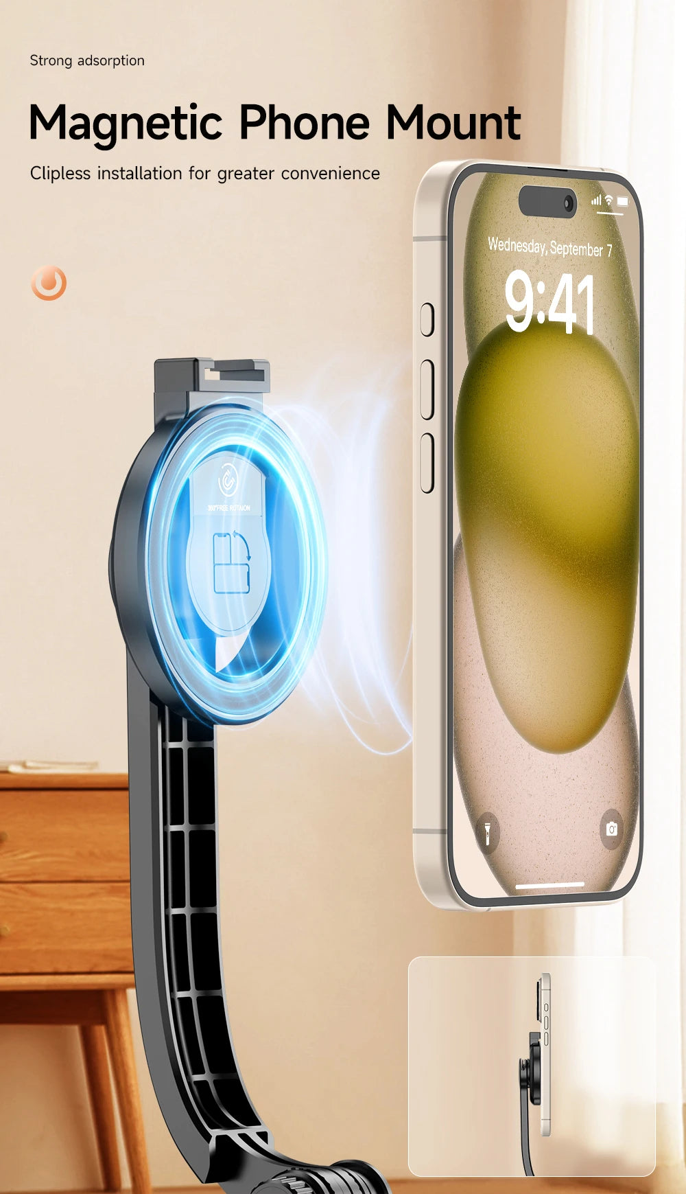 Chromacart KEELEAD Magnetic Selfie Stick with Bluetooth Remote Magsafe Cellphone Tripod Stand for iPhone 14 13 12 Pro Max Vertical Shooting™