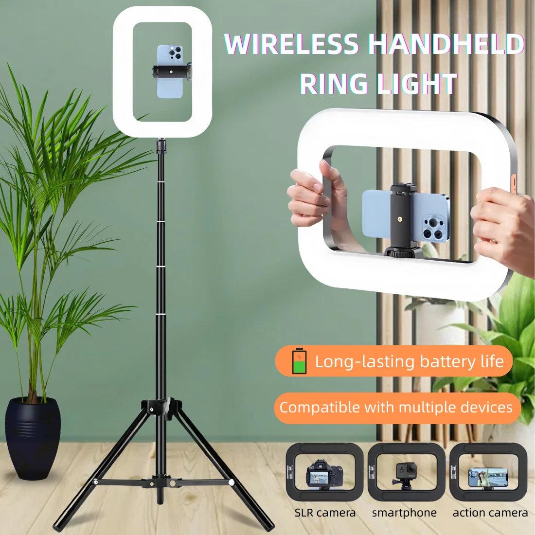 Chromacart Handheld LED Ring Light Rechargeable Portable Fill Light for Mobile Phone Live Broadcast Photography Desktop Rabbit Cage Selfie™