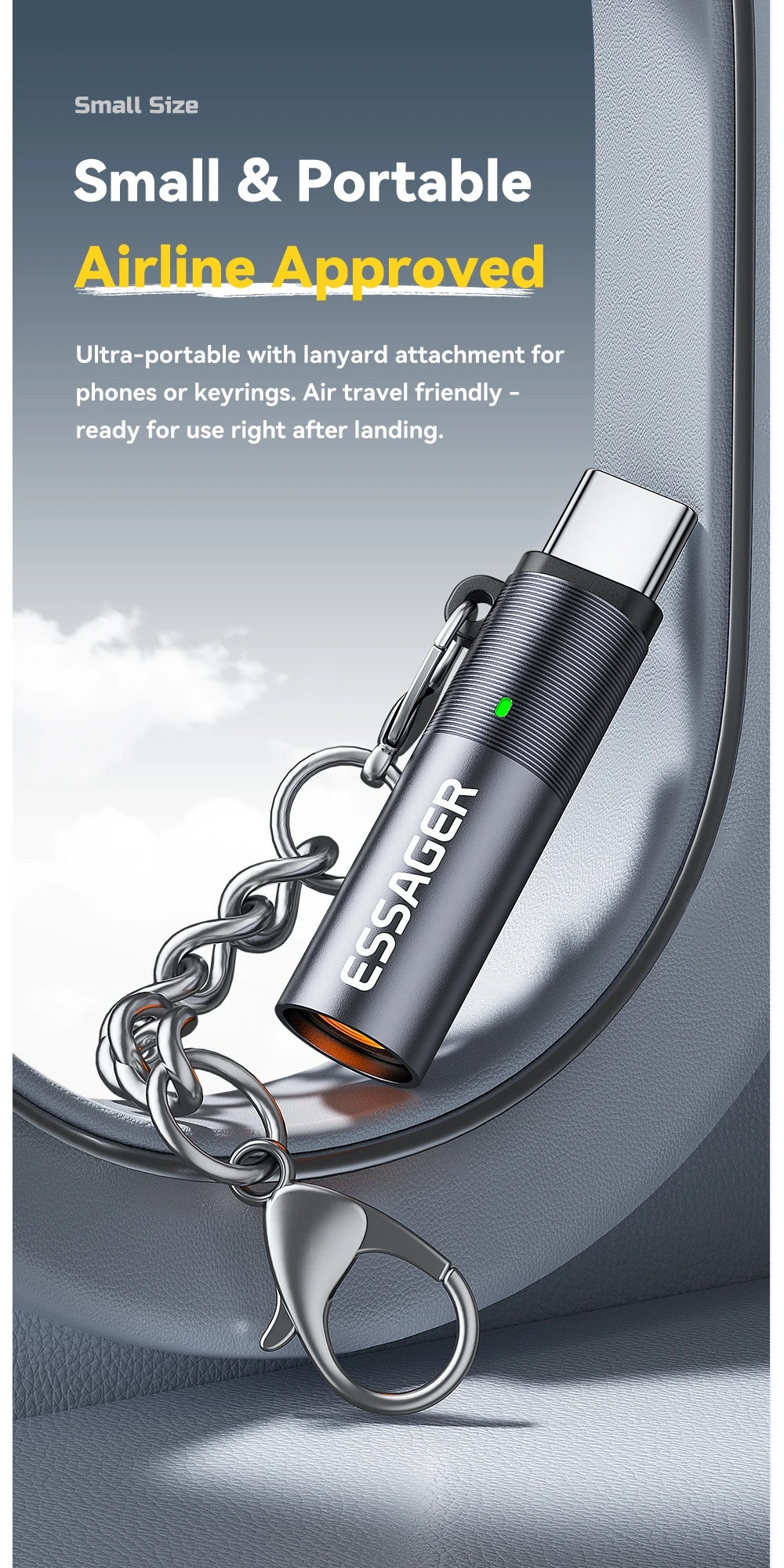 Chromacart Essager TypeC Mini Cigarette Lighter Tungsten Wire Blowing Safety and Energy Saving Without Charging Can Be Carried On The Plane™