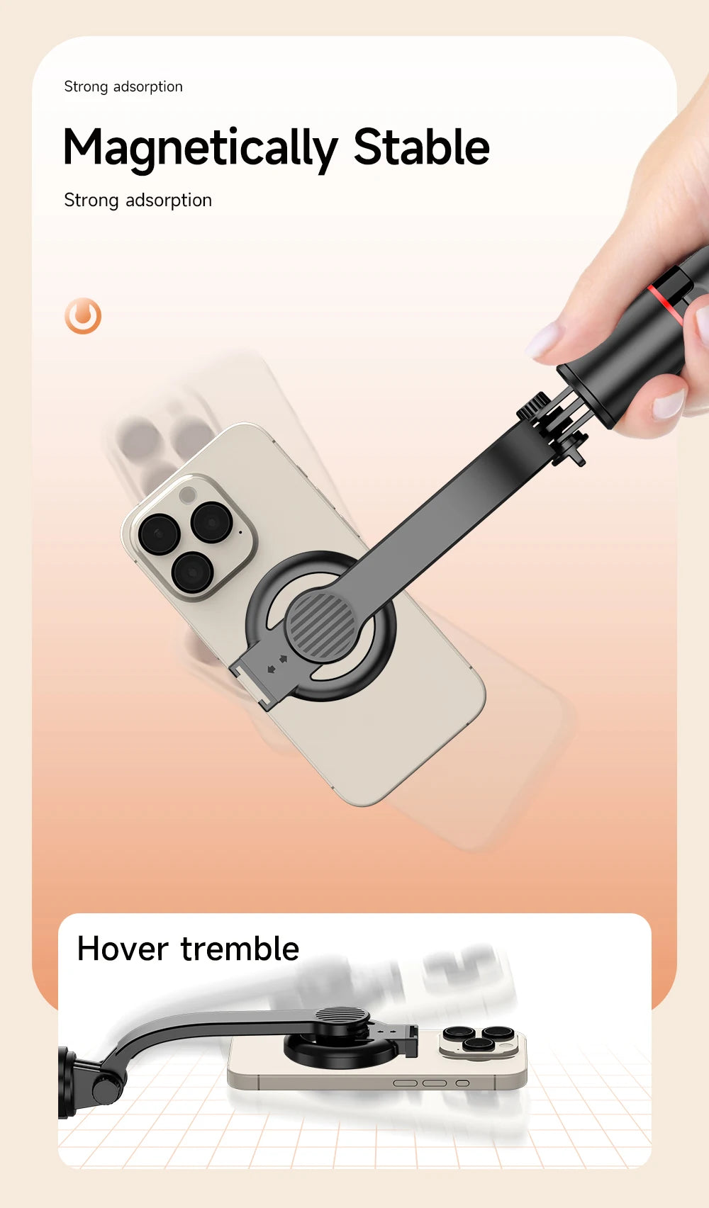 Chromacart KEELEAD Magnetic Selfie Stick with Bluetooth Remote Magsafe Cellphone Tripod Stand for iPhone 14 13 12 Pro Max Vertical Shooting™