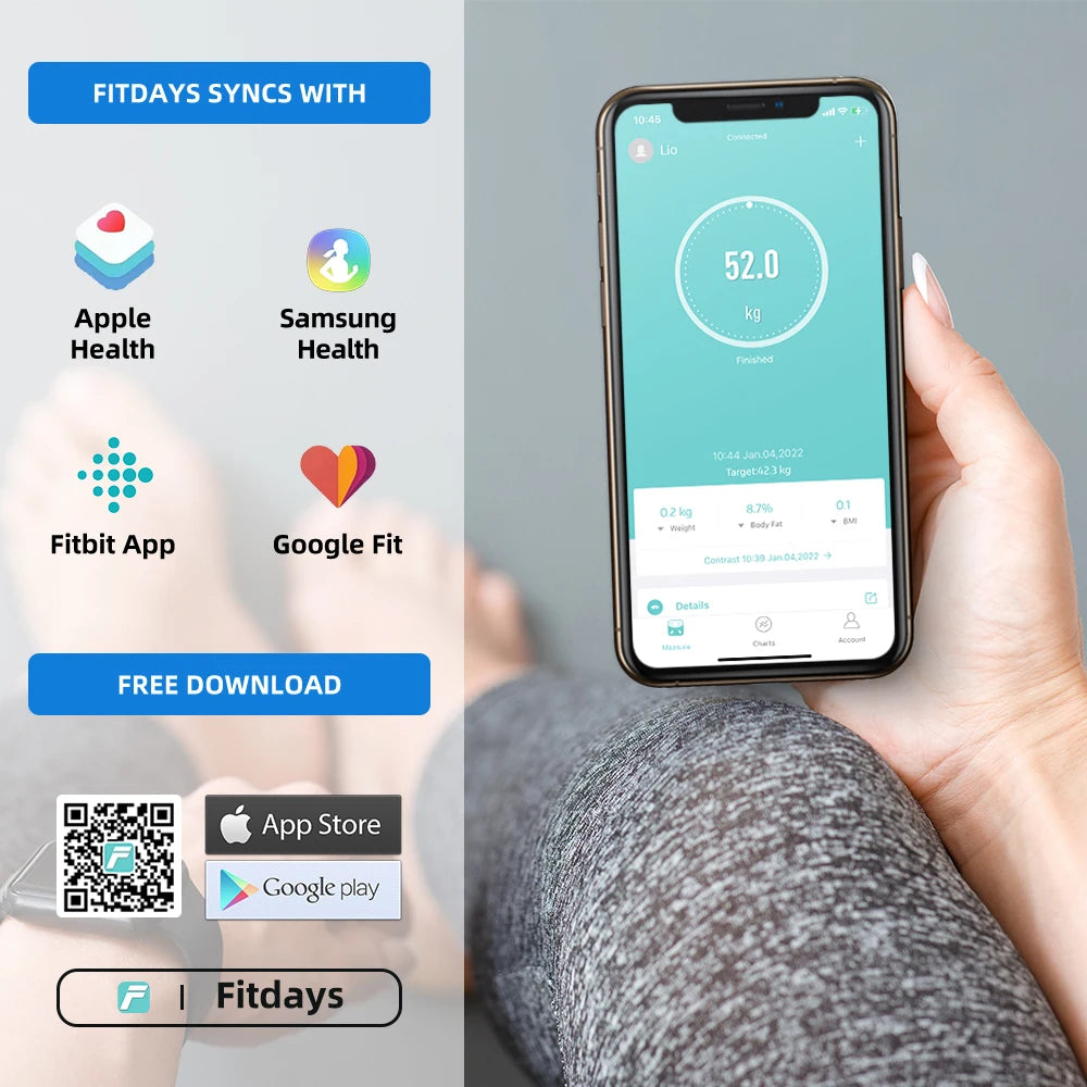Body Fat Scale Weight Bathroom Smart Digital Bluetooth Scale with Smartphone App, Body Composition Monitor for Body Fat, BMI, Bo