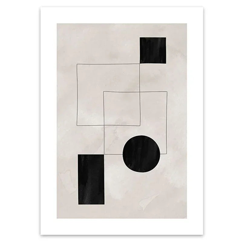 Modern Abstract Geometric Canvas Painting Boho Black White Poster Nordic Interior Living Room Wall Art Pictures for Home Deco