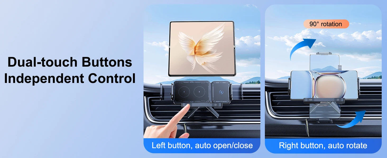 Chromacart Hipacool Wireless Charger 15W Fold Screen Phone Stand Fast Charging Car Air Vent Phone Holder for Samsung Fold 7 6 iPhone 17 16™