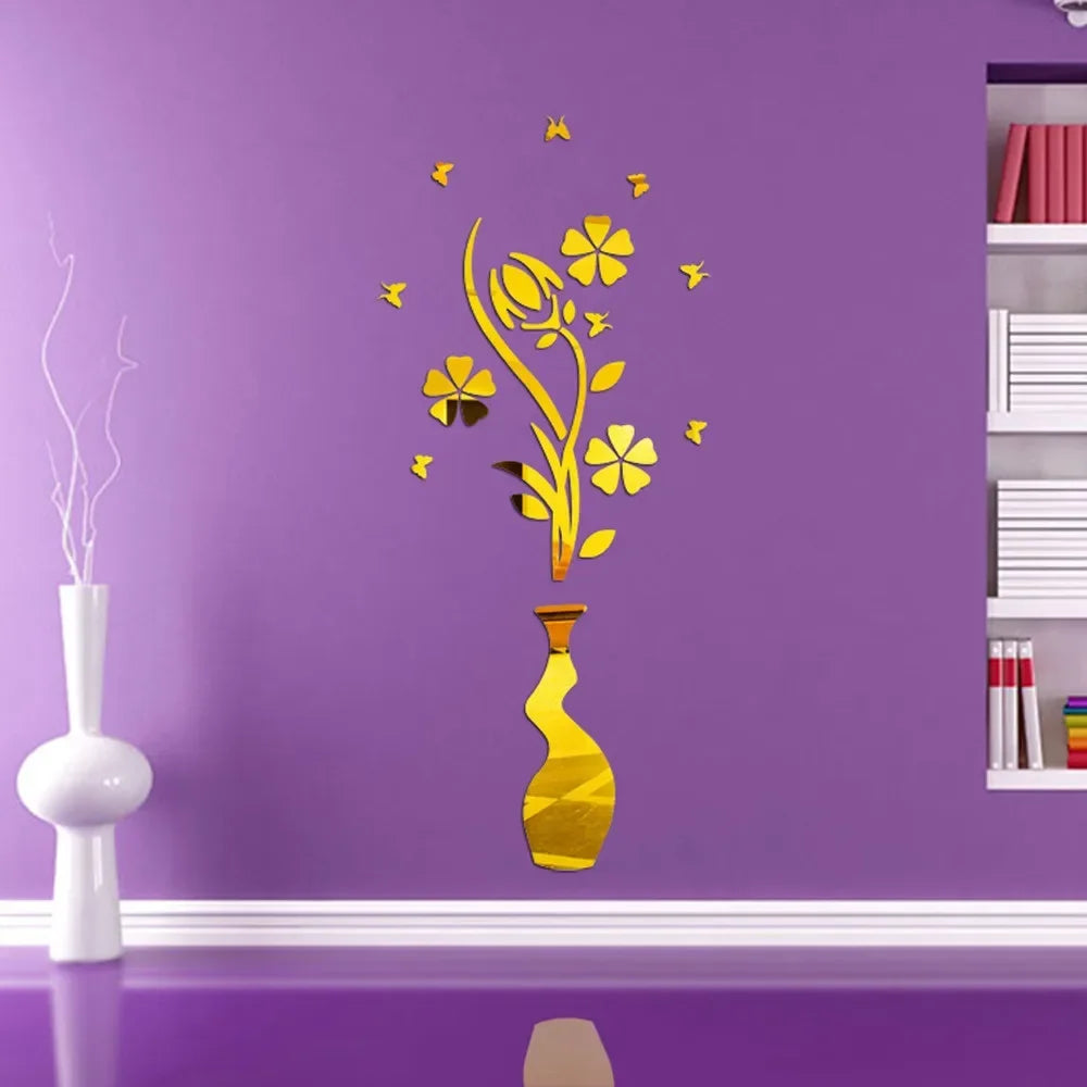 3D Flower Shape Wall Decoration, 3D DIY Acrylic Wall Art for Bedroom and Home Room
