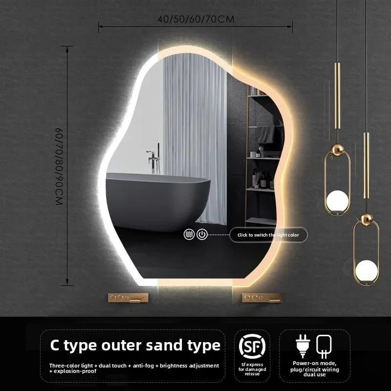 Lamp Dresser Makeup Mirror Makeup Dressing Mirror Smart Mirror  Vanity Shaped Cloud Bathroom Mirror Led Bathroom with