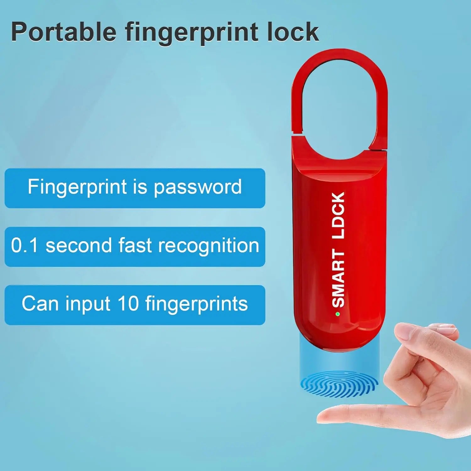 Mini Smart Fingerprint Lock Biometric Keyless Thumbprint Padlock School Gym Locker Small Rechargeable Electronic Locks