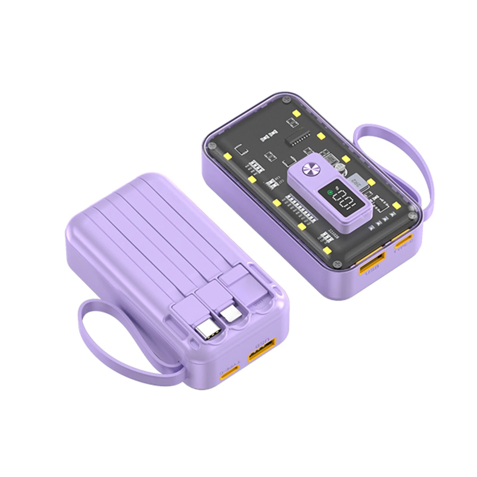 Chromacart Premium Transparent Mini Power Bank Kit Portable Fast Charging For21700 DIY Kit And Has Future Shape Is violet Battery not Included