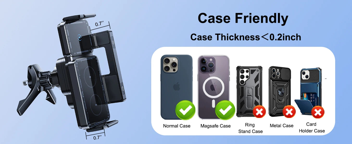 Chromacart Hipacool Wireless Charger 15W Fold Screen Phone Stand Fast Charging Car Air Vent Phone Holder for Samsung Fold 7 6 iPhone 17 16™