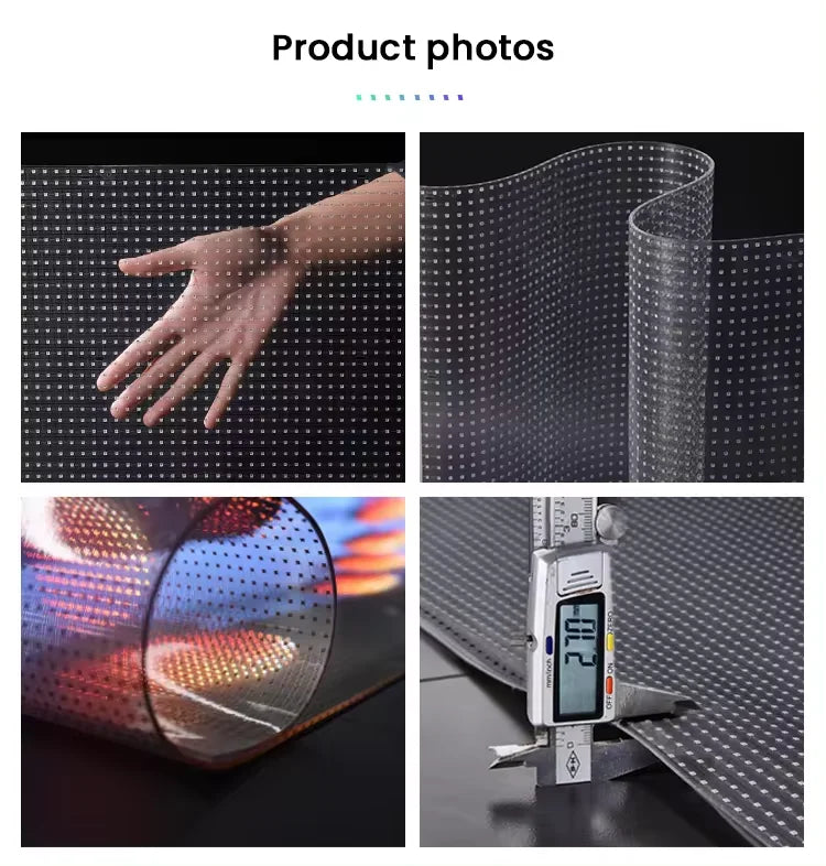 LED flexible transparent display screen P5 P6 P8 P10 size 1000 * 240mm 3840HZ refresh RGB indoor movable handheld display screen