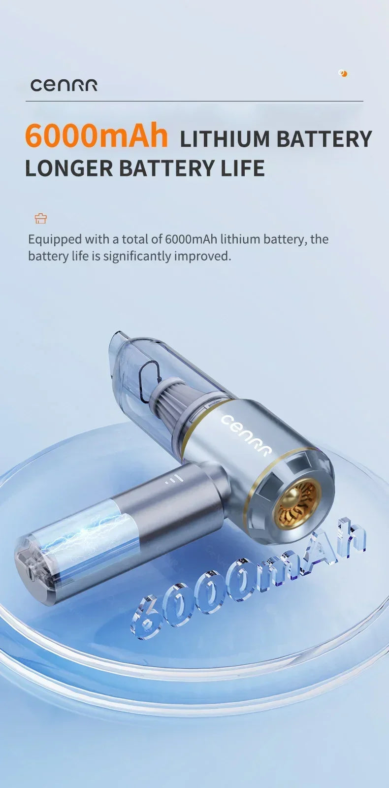 CENRR 9980000PA Car Vacuum Cleaner Strong Suction Cordless Wireless Cleaner Portable  HandHeld Vacuum Cleaner Cleaning Machine