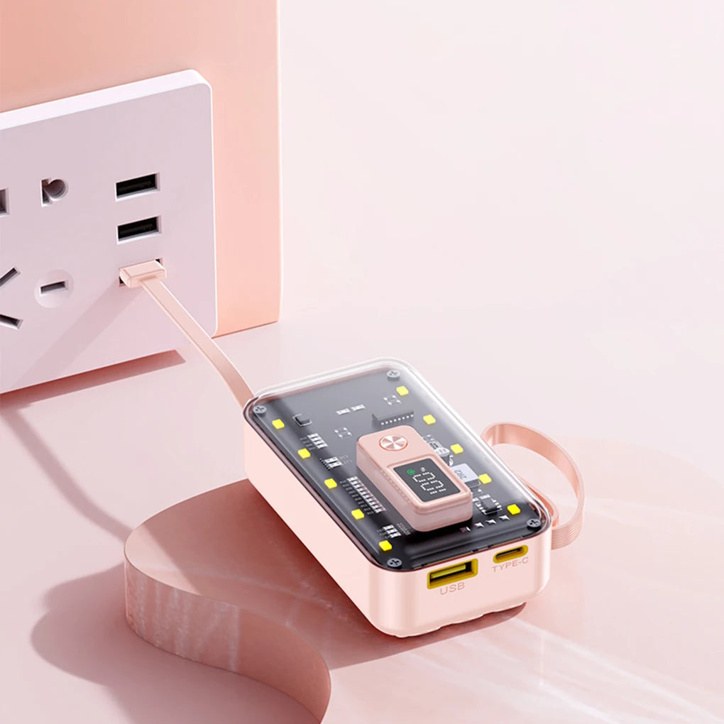 Chromacart Premium Transparent Mini Power Bank Kit Portable Fast Charging For21700 DIY Kit And Has Future Shape Is violet Battery not Included