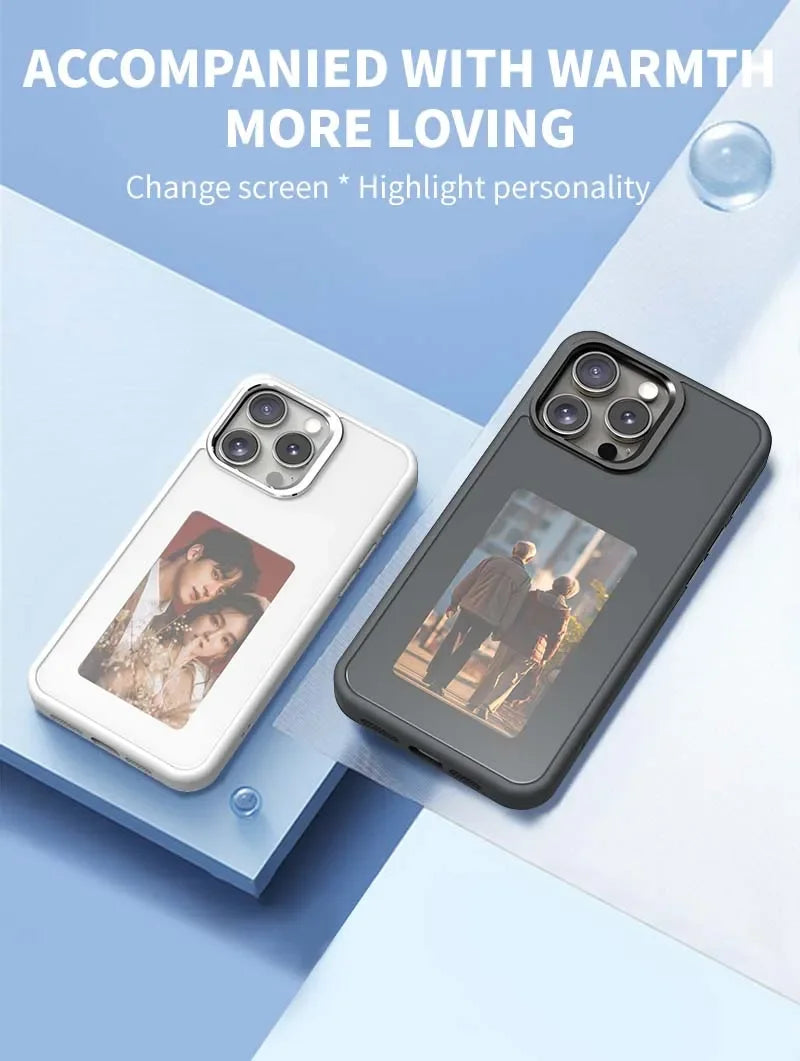 Chromacart Premium NFC Display Screen APP Smart Phone Case For iphone 16 15 14 13 Pro Max DIY Phone Covers With Protector Back Fundas Battery Free