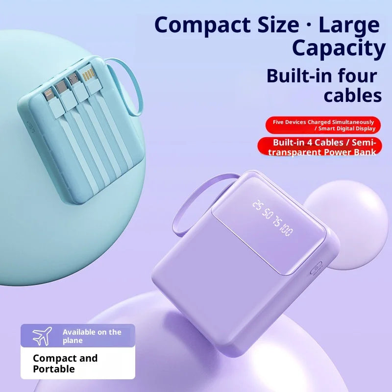 Chromacart Premium New mini 20000 mAh power bank with built in cable, compact, portable and fast charging power bank mini powerbank