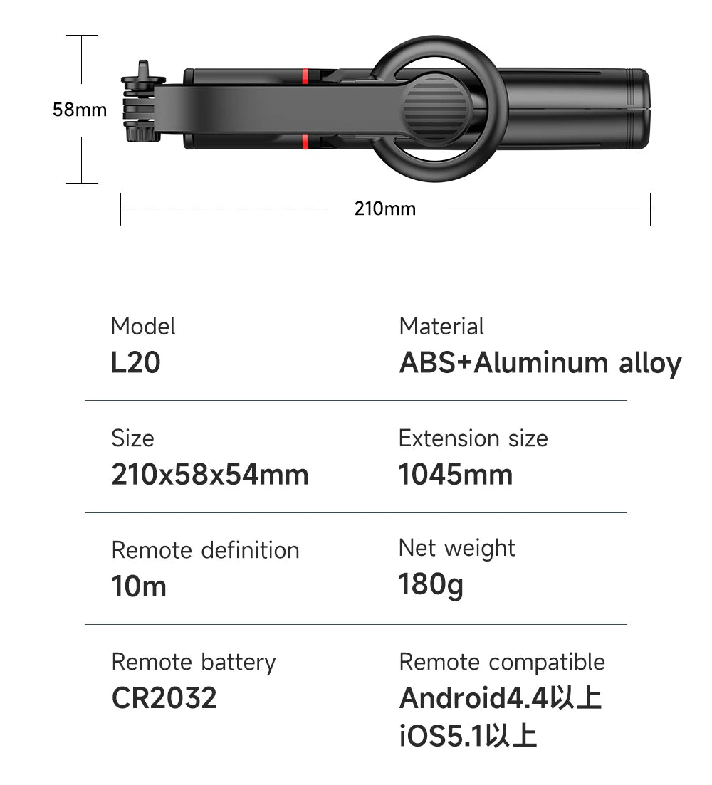 Chromacart KEELEAD Magnetic Selfie Stick with Bluetooth Remote Magsafe Cellphone Tripod Stand for iPhone 14 13 12 Pro Max Vertical Shooting™