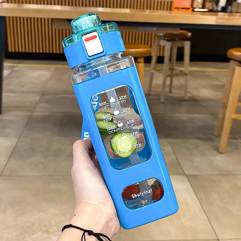 700/900ML Leakproof Plastic Sport Bottle Reminder Times Portable Sippy Cup for Outdoor Sports BAP Free Leak-proof Fitness Jug