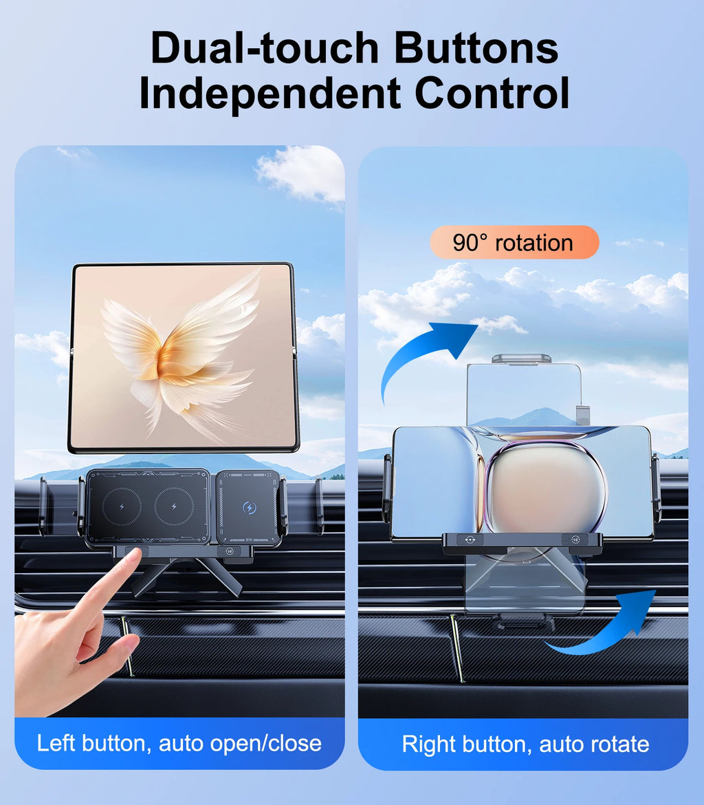 Chromacart Hipacool Wireless Charger 15W Fold Screen Phone Stand Fast Charging Car Air Vent Phone Holder for Samsung Fold 7 6 iPhone 17 16™