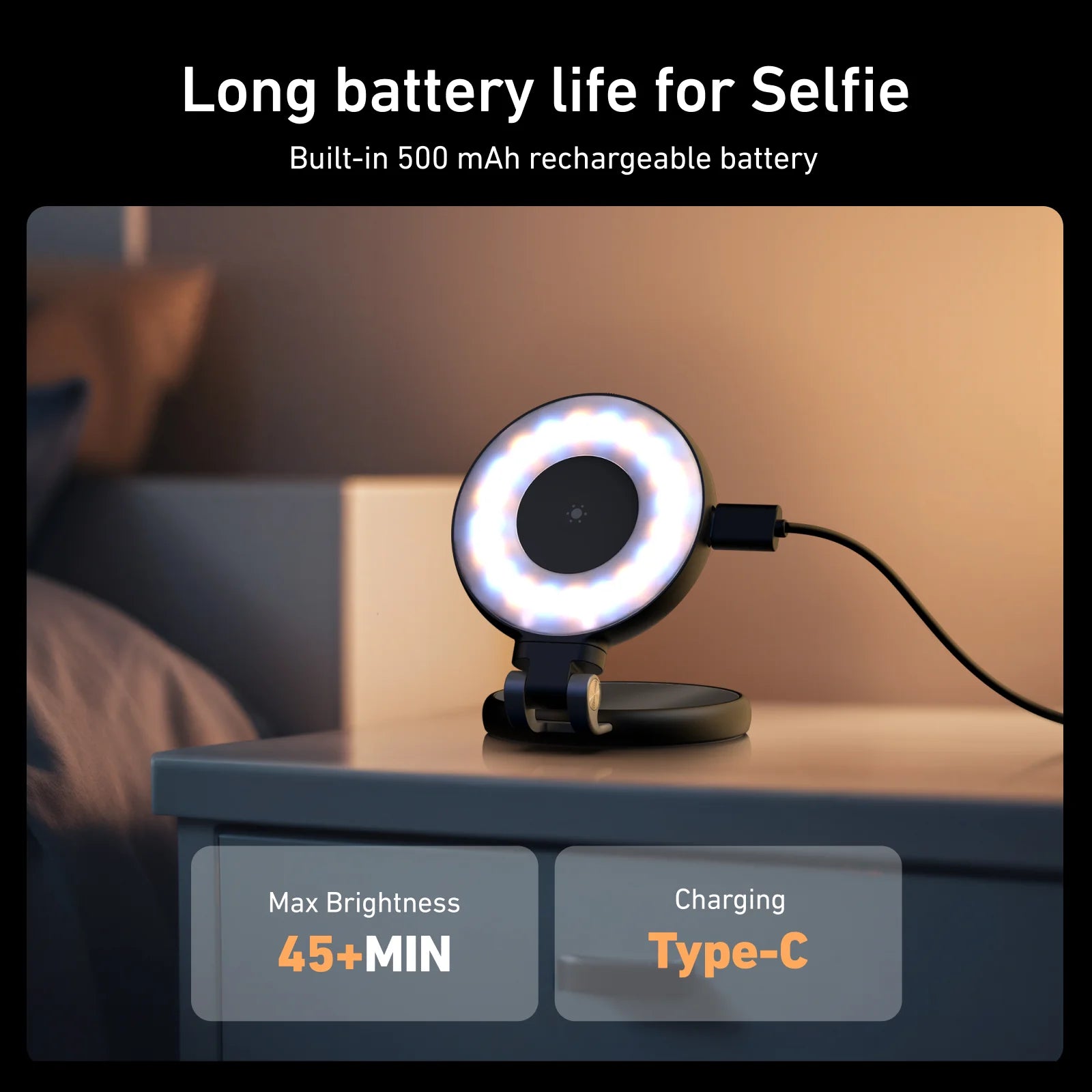 Chromacart Premium TELESIN Smartphone Magnetic Fill Light Mini Selfie Light 3 Modes Adjustable Brightness for Iphone XIAOMI HUAWEI SAMSUNG Phone