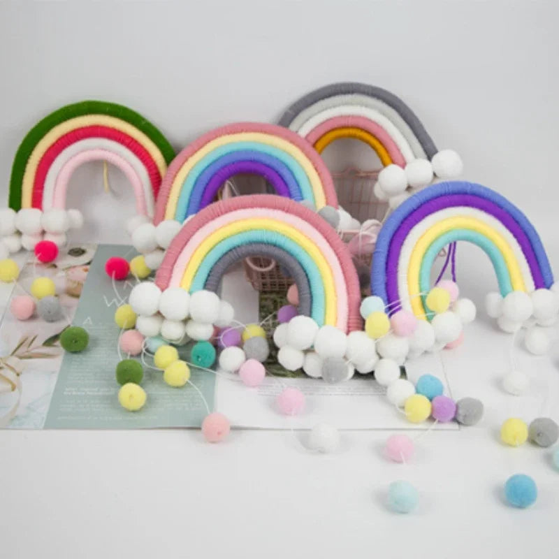 Macrame Rainbow Wall Hanging Decoration Handmade Boho Home Decor Party Supplies Baby Shower Dorm Kid Room Bead Tassels Ornaments