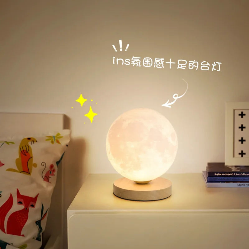 3D Moon Lamp Bedroom Bedside Table Lamp USB Plug Night Lights Lamps for Living Room Stand Light Decor Home