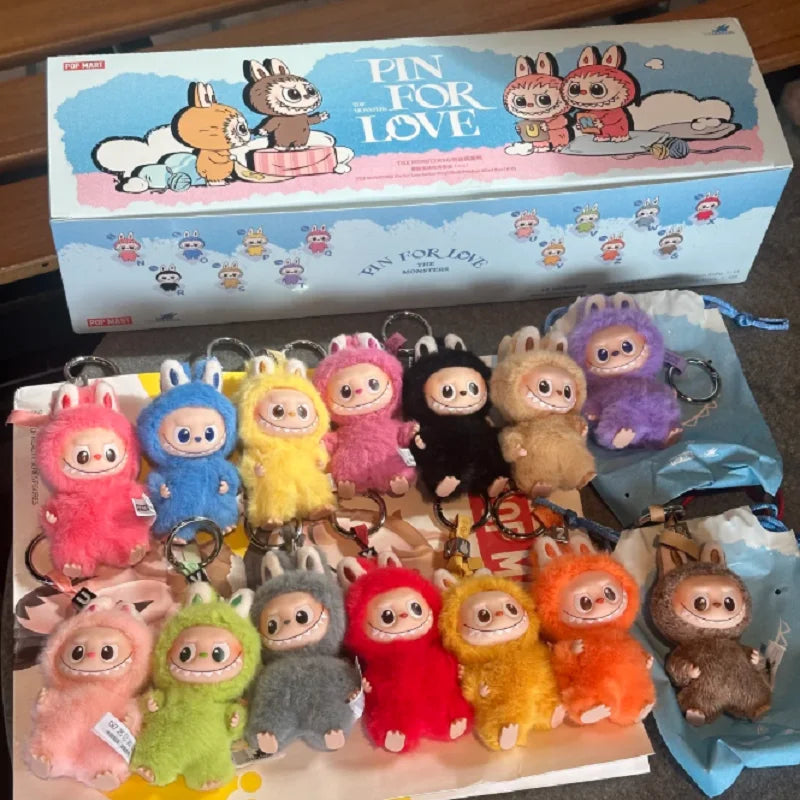 POP MART The Monsters Labubu V4 Pin for Love Series Mystery Blind Box Vinyl Face Plush Doll Pendant Keychain Toy Christmas Gifts