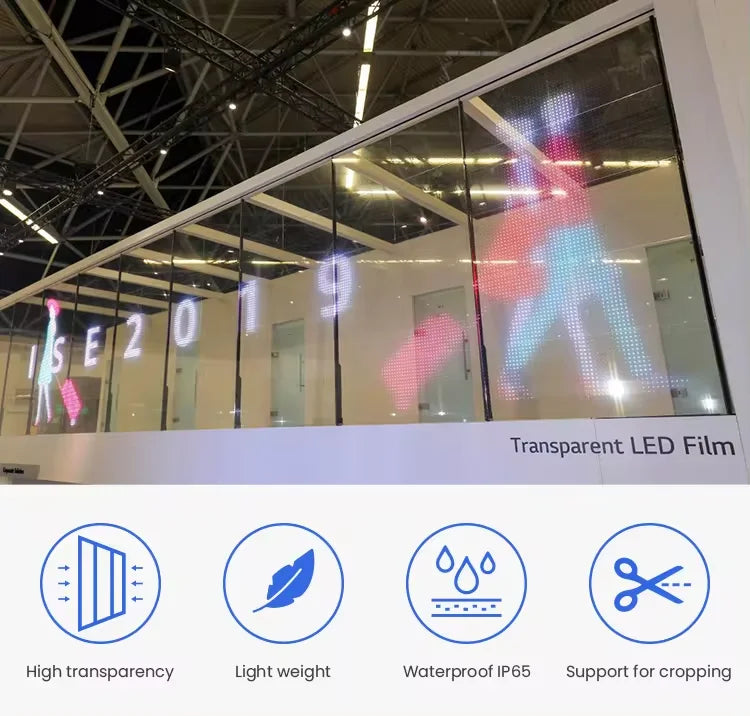 LED flexible transparent display screen P5 P6 P8 P10 size 1000 * 240mm 3840HZ refresh RGB indoor movable handheld display screen