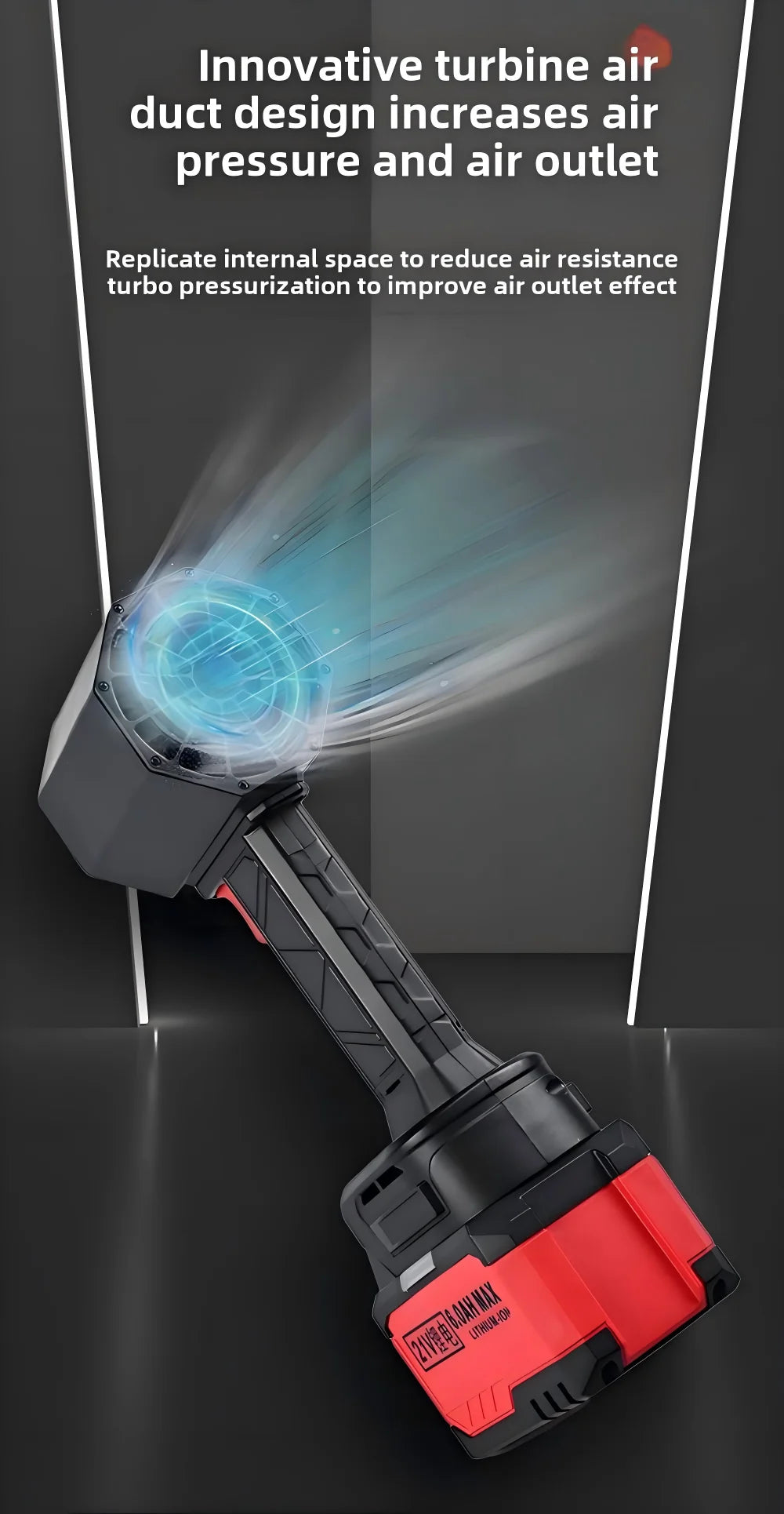 Turbo Jet Fan – 64mm Brushless Motor, 1800g Powerful Air Blower for Car Drying, Leaf & Snow Removal Fits Makita 18V/21V Battery