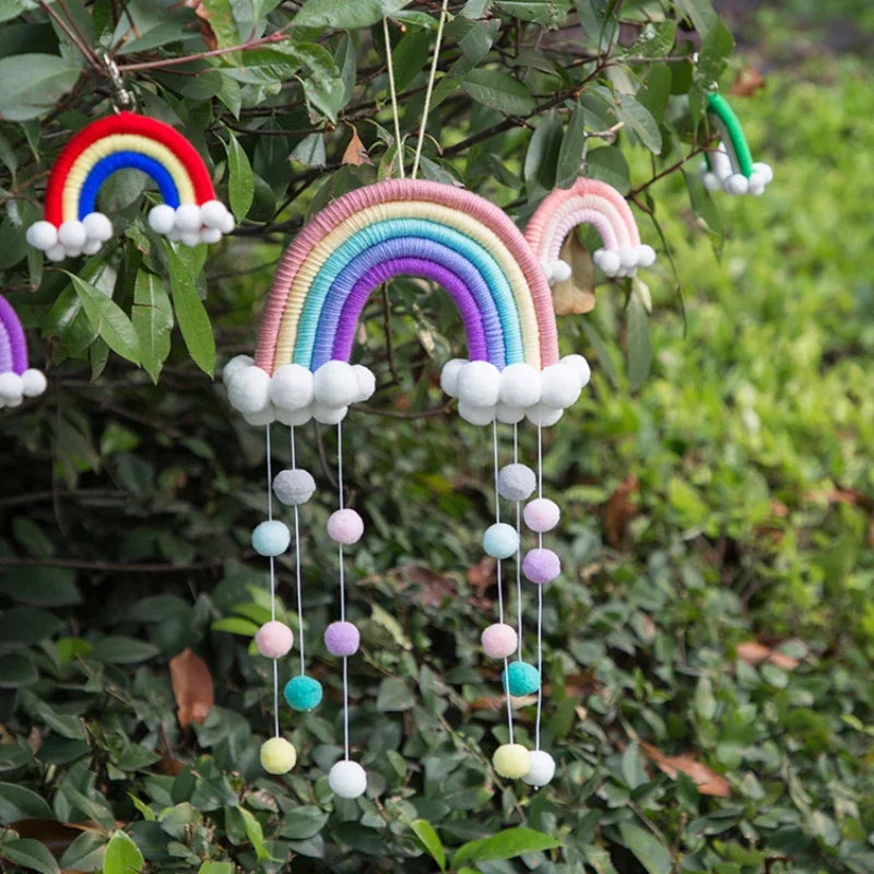 Macrame Rainbow Wall Hanging Decoration Handmade Boho Home Decor Party Supplies Baby Shower Dorm Kid Room Bead Tassels Ornaments