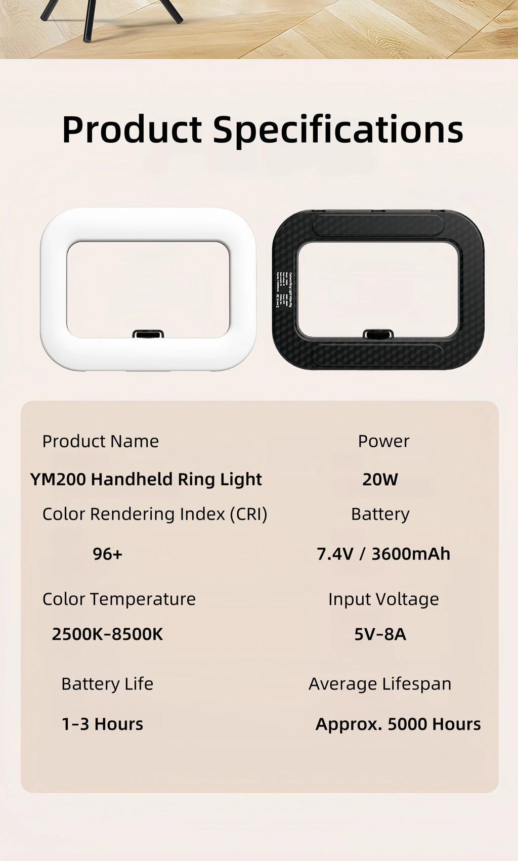 Chromacart Handheld LED Ring Light Rechargeable Portable Fill Light for Mobile Phone Live Broadcast Photography Desktop Rabbit Cage Selfie™