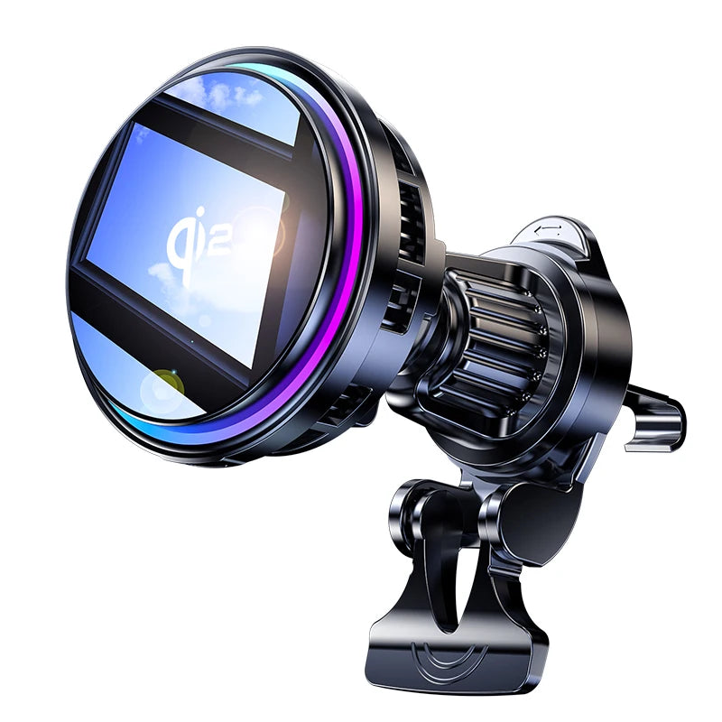 Chromacart Premium Ice Cooling Magnetic Wireless Car Charger Fast Charging Station for iPhone 16 15 14 13 12 Pro Max MacSafe Car Phone Holder Stand