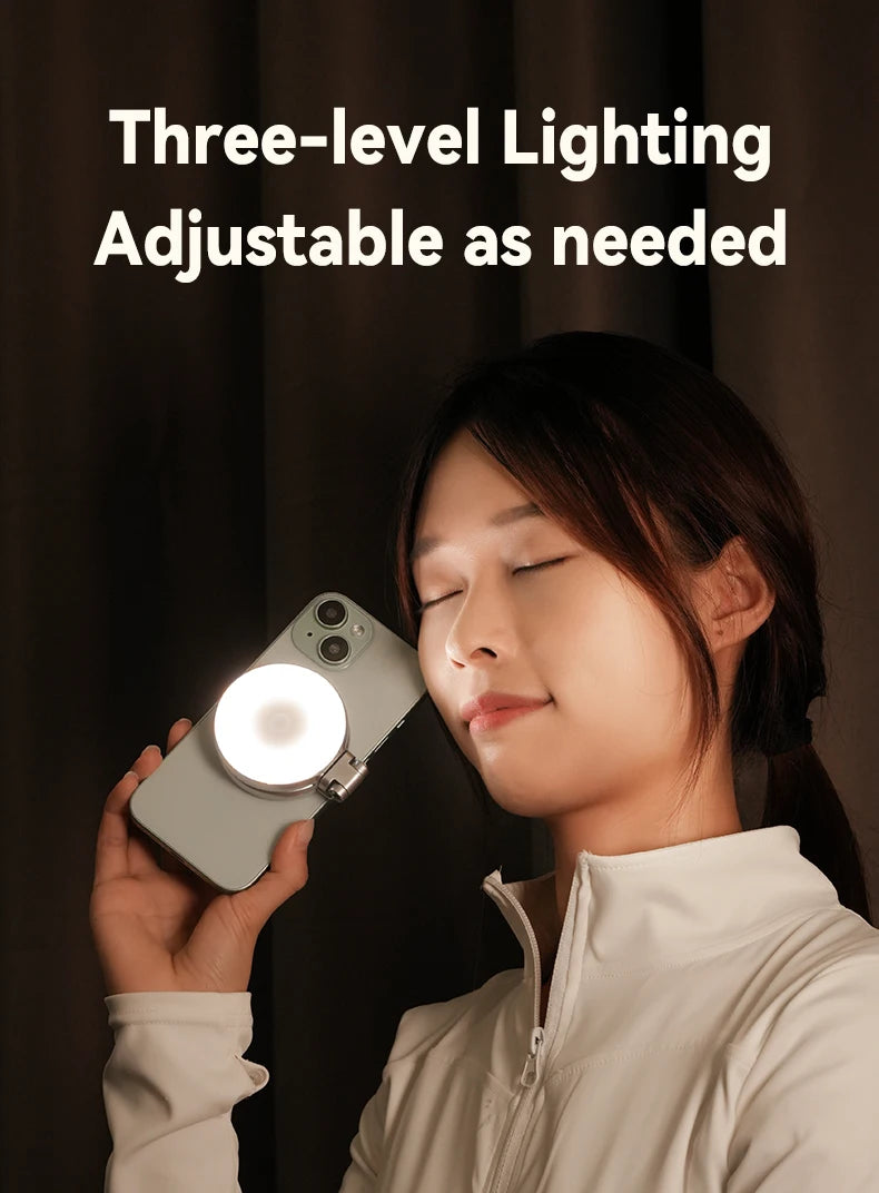 TELESIN Smartphone Magnetic Fill Light Mini Selfie Light 3 Modes Adjustable Brightness for Iphone XIAOMI HUAWEI SAMSUNG Phone