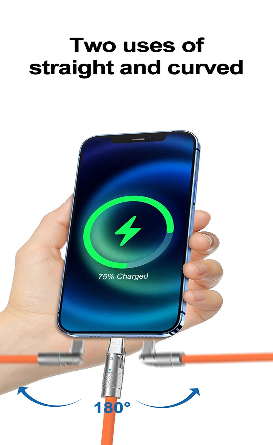 Chromacart Premium 120W 6A Silicone USB Charger Date Cable For iPhone 14 13 12 11 Pro Max Mini 180 Rotating Ultra Fast Charging Lightning Wire Cord