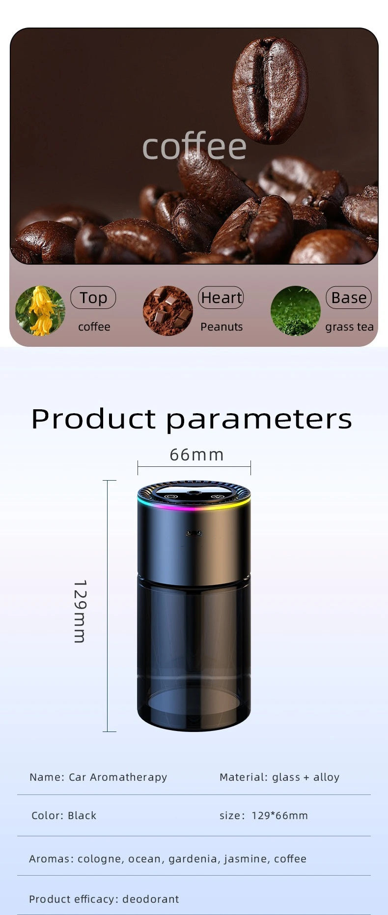 Car Perfume Air Freshener Essential Oil Fragrance Diffuser Smell Distributor USB Rechargeable Aromatherapy Scent Air Refresher