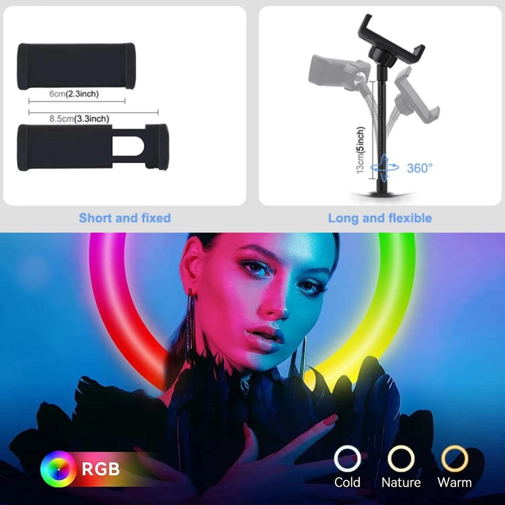Chromacart RGB Ring Light Lamp Ring Round With Remote Control For Smartphone Mobile Led Video Light Ring Make Youtube Photographic Lighting™