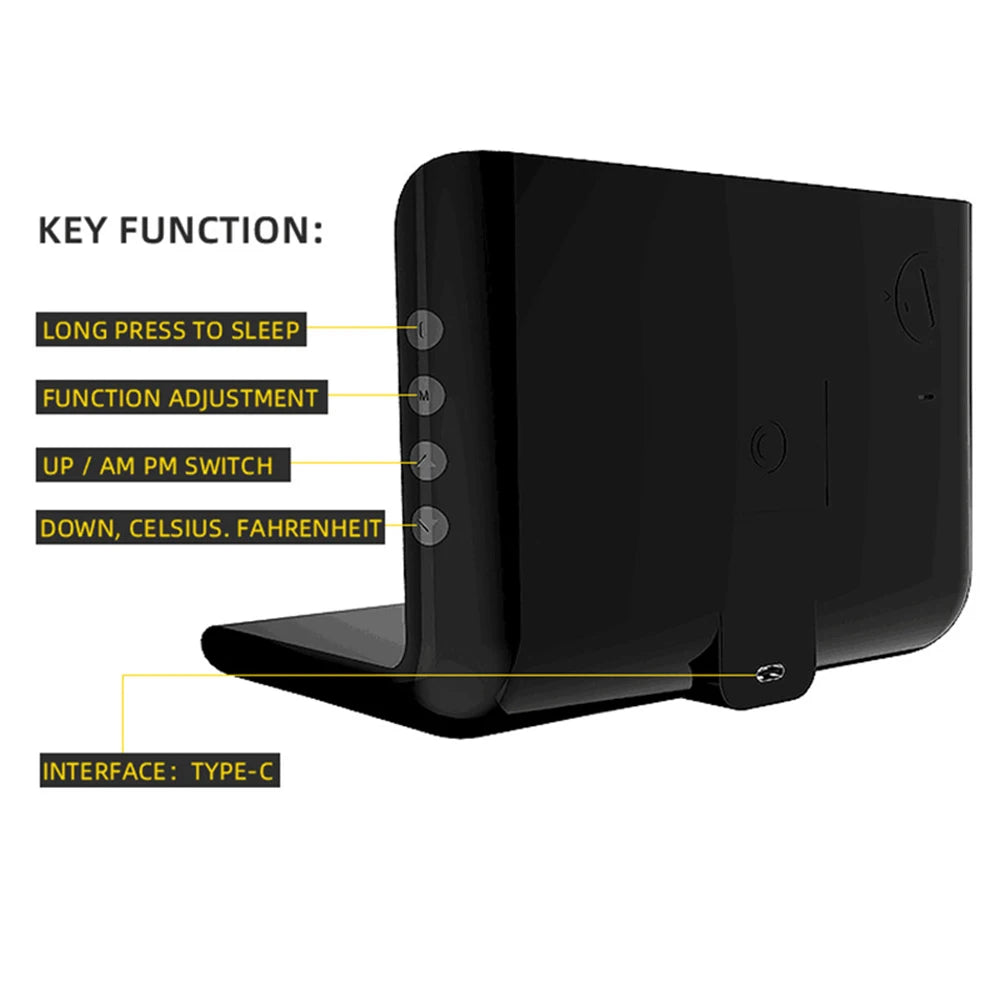 Chromacart Premium Wireless Charger Alarm Clock LED Smart Digital Clock Table Electronic Desktop Clocks with Temperature USB 10W Fast Charge Type C