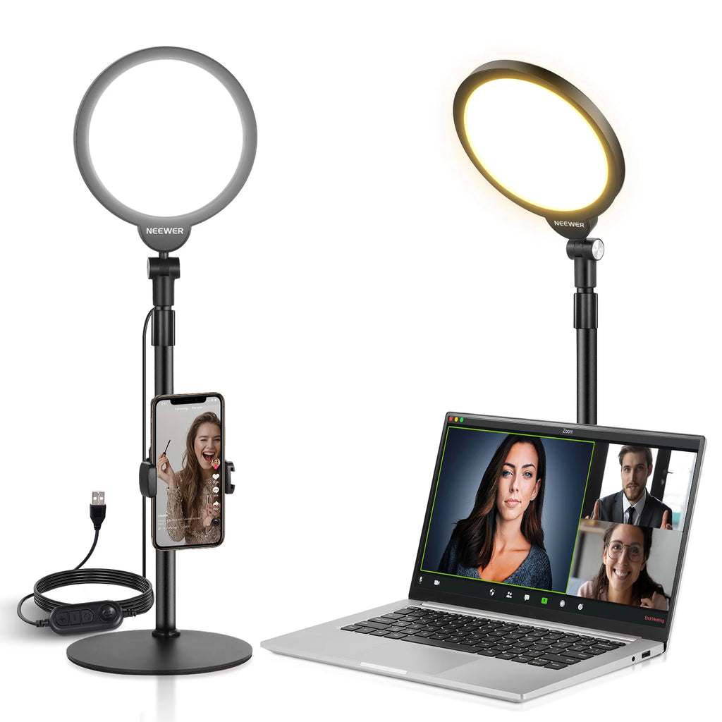 Chromacart NEEWER Basics 7" Desk Ring Light for Video Recording, 10W Dimmable Full Screen Key Lighting for iPhone Computer Laptop™