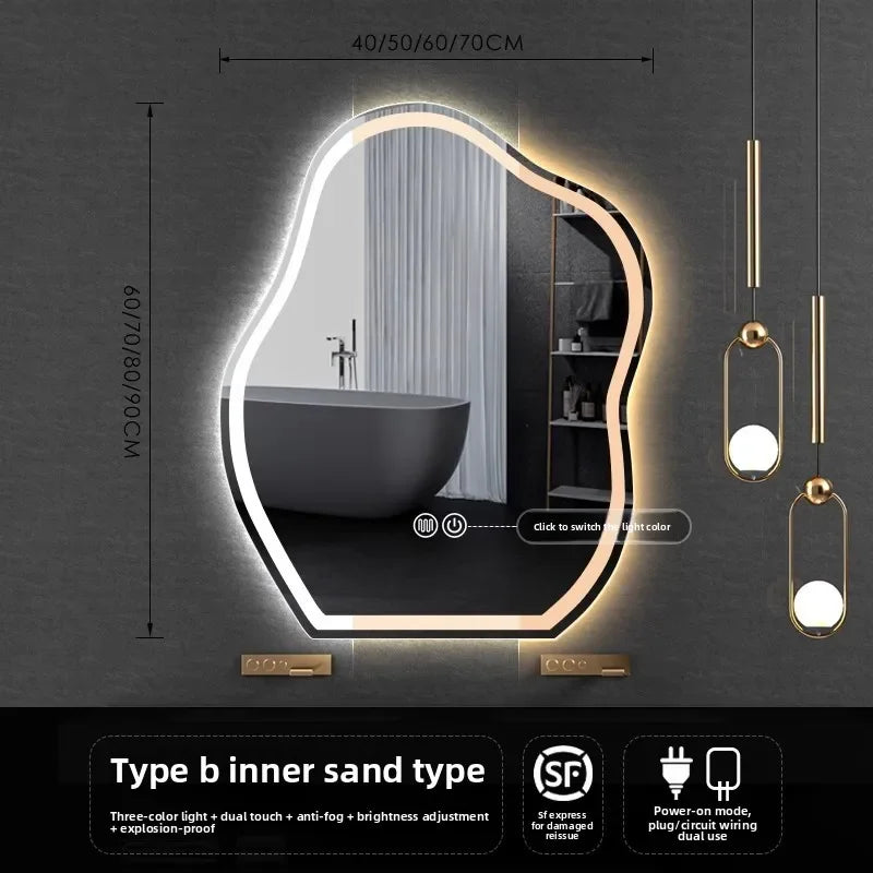 Lamp Dresser Makeup Mirror Makeup Dressing Mirror Smart Mirror  Vanity Shaped Cloud Bathroom Mirror Led Bathroom with