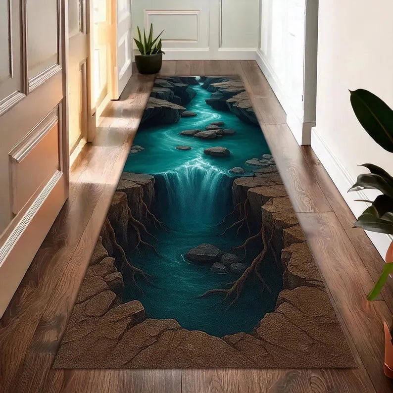 Glacier Runner Rug Visual 3D Hole Crack Luminous Carpet Porch Entrance Carpet Home Corridor Home Decoration