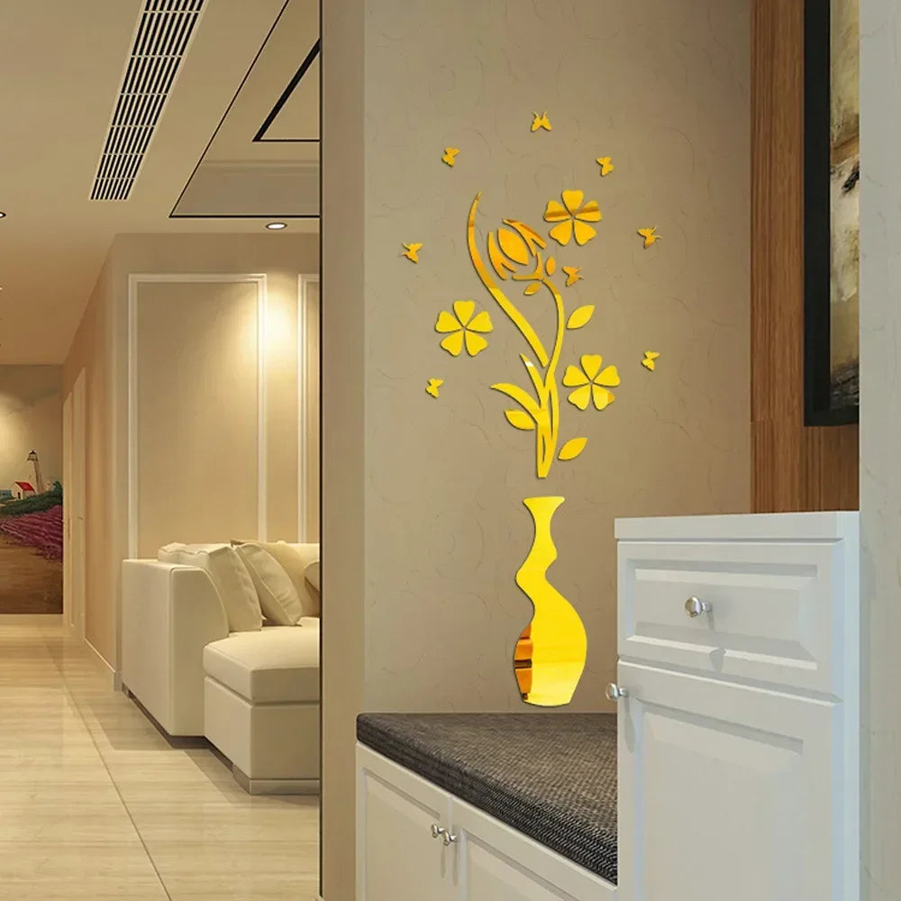 3D Flower Shape Wall Decoration, 3D DIY Acrylic Wall Art for Bedroom and Home Room