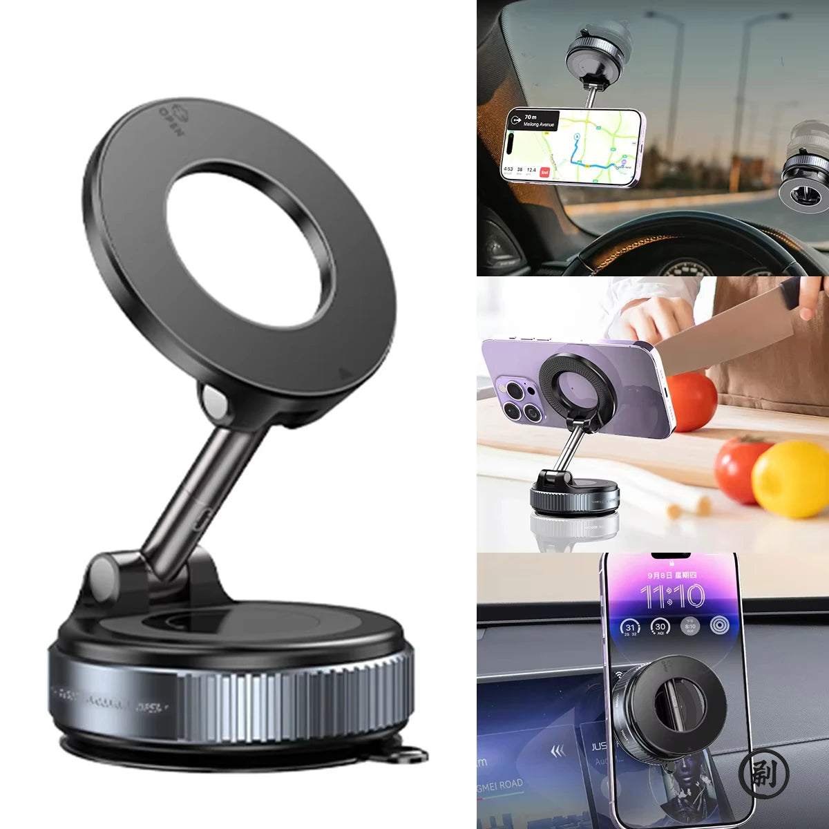 Chromacart Car Phone Magnetic Stand Mechanical Vacuum Suction Cup Rotate 360° Magnetic Adsorption Bracket Navigation Universal Holder™