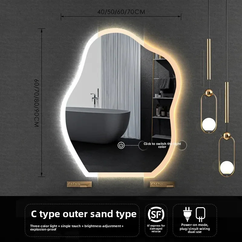 Lamp Dresser Makeup Mirror Makeup Dressing Mirror Smart Mirror  Vanity Shaped Cloud Bathroom Mirror Led Bathroom with
