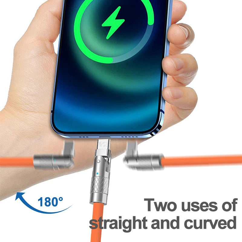 Chromacart Premium 120W 6A Silicone USB Charger Date Cable For iPhone 14 13 12 11 Pro Max Mini 180 Rotating Ultra Fast Charging Lightning Wire Cord