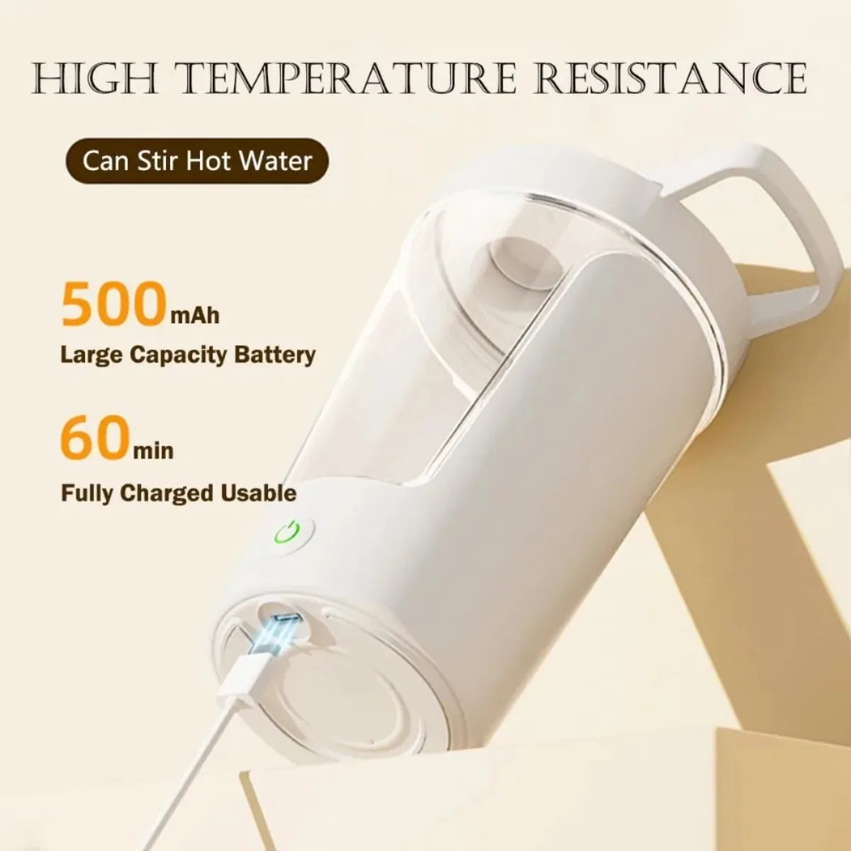 Electric Protein Shaker Cup, Tritan - BPA Free, USB Rechargeable Protein Shake Blender, Portable Blender, Automatic Blender